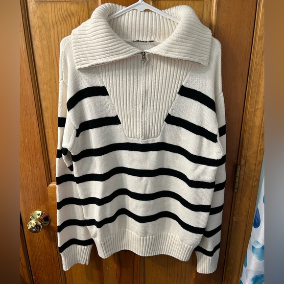 The English Factory - Striped Knit Zip Pullover - Picture 3 of 5